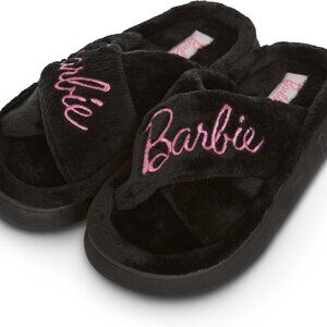 Fuzzy House Slippers Women Slip-On Cozy Fur Comfort Black Large